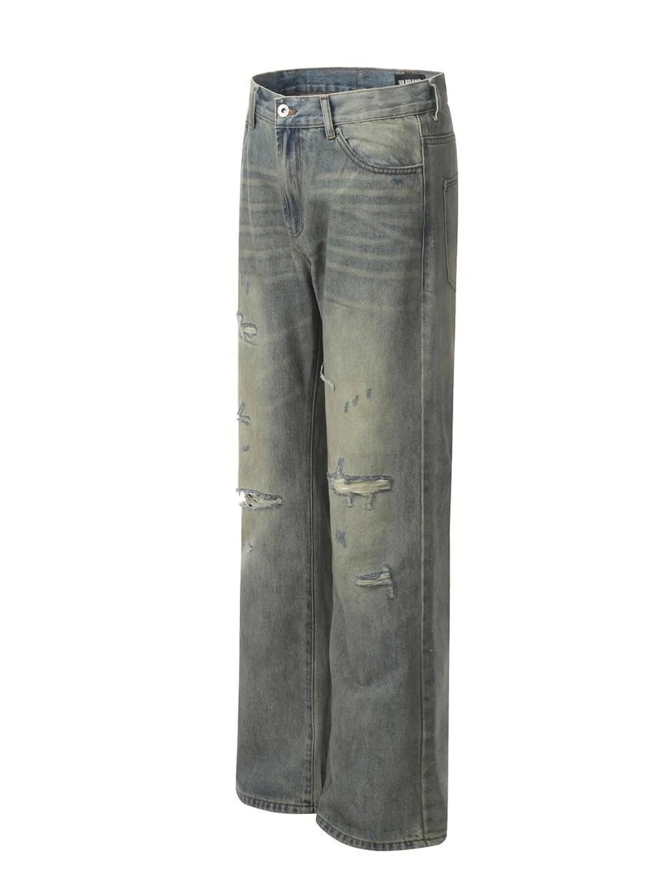 Men's Distressed Slim Bootcut Washed Jeans