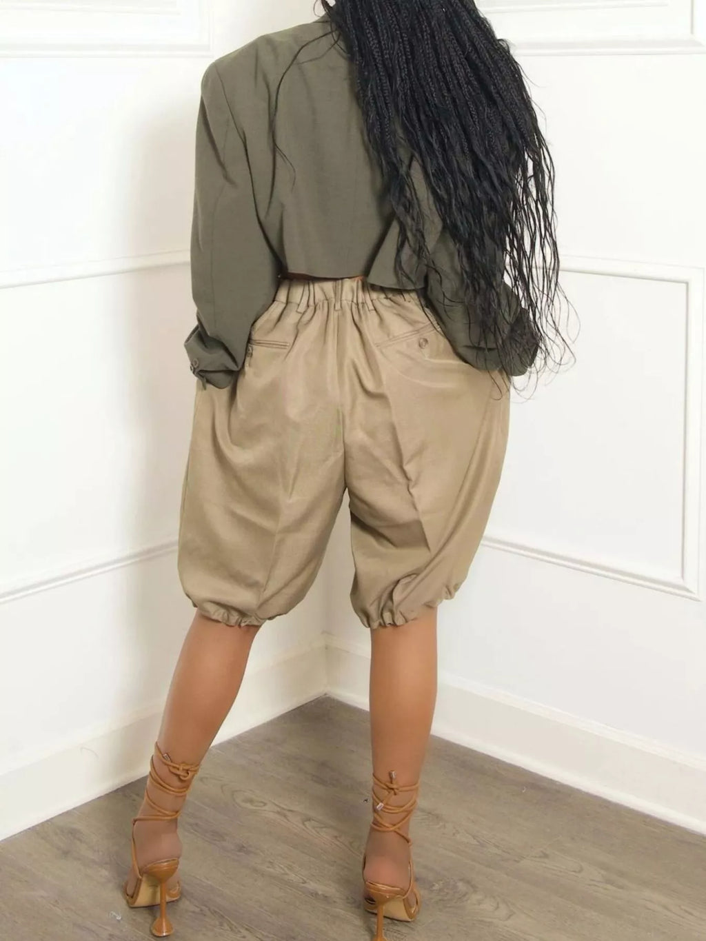 Pleated Detail High Waist Shorts