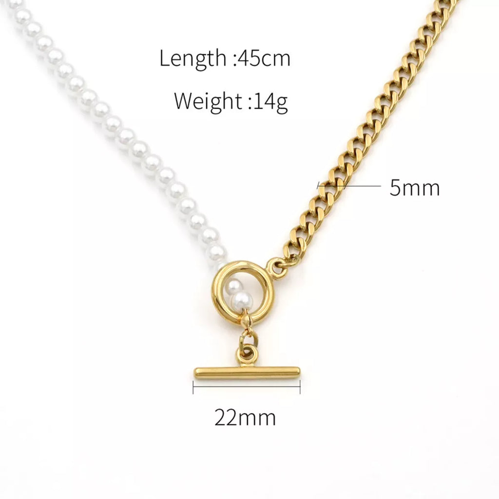 18K Gold-Plated Pearl Toggle Necklace