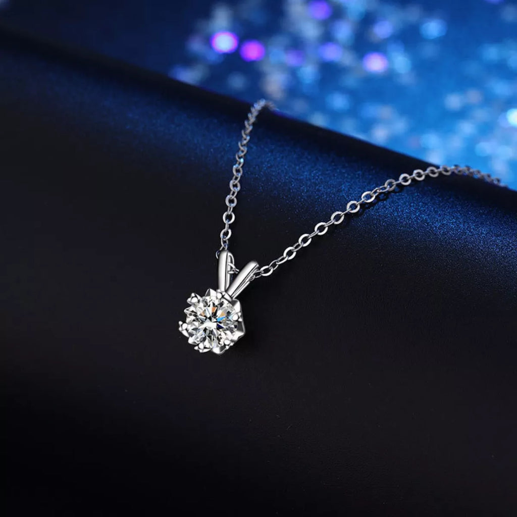 1 Carat Moissanite 925 Sterling Silver Pendant Necklace