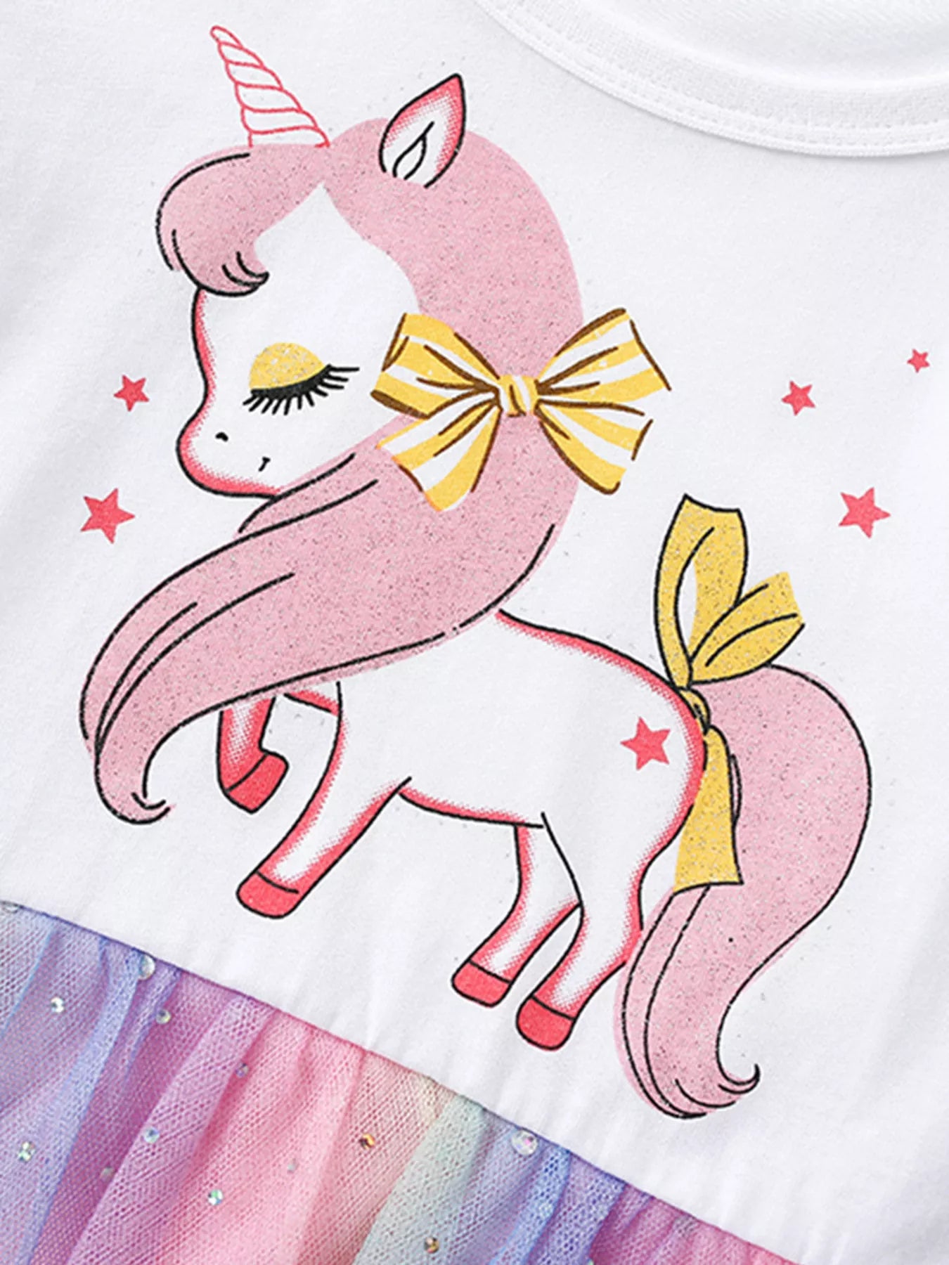 Children's Unicorn Print Rainbow Tulle Dress