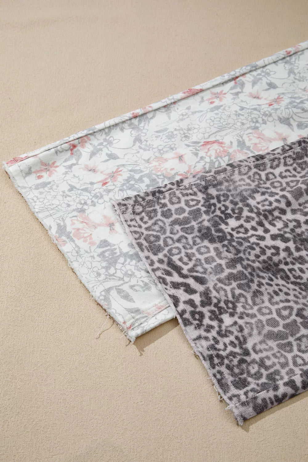 Floral and Leopard Print Wide-Leg Jeans