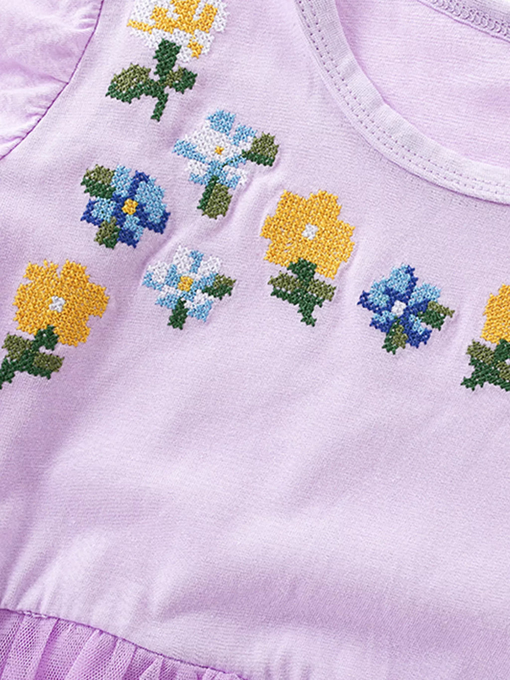 Children's Floral Embroidered Tulle Dress