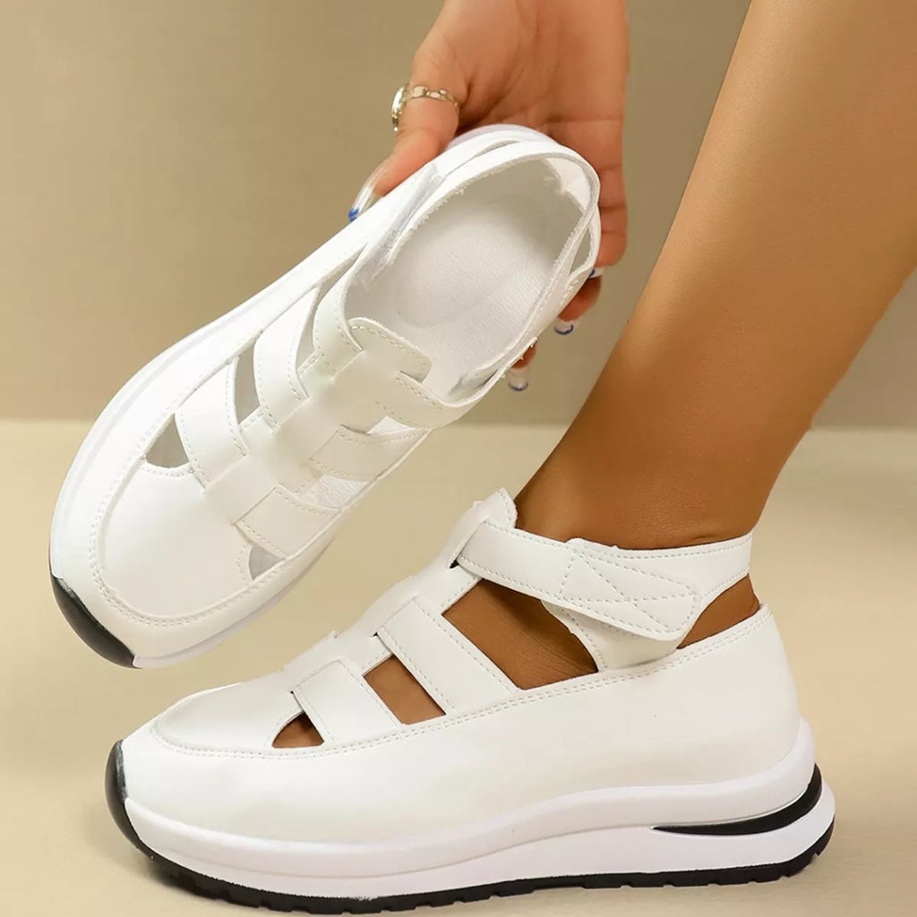 Cutout Round Toe Platform Sandals