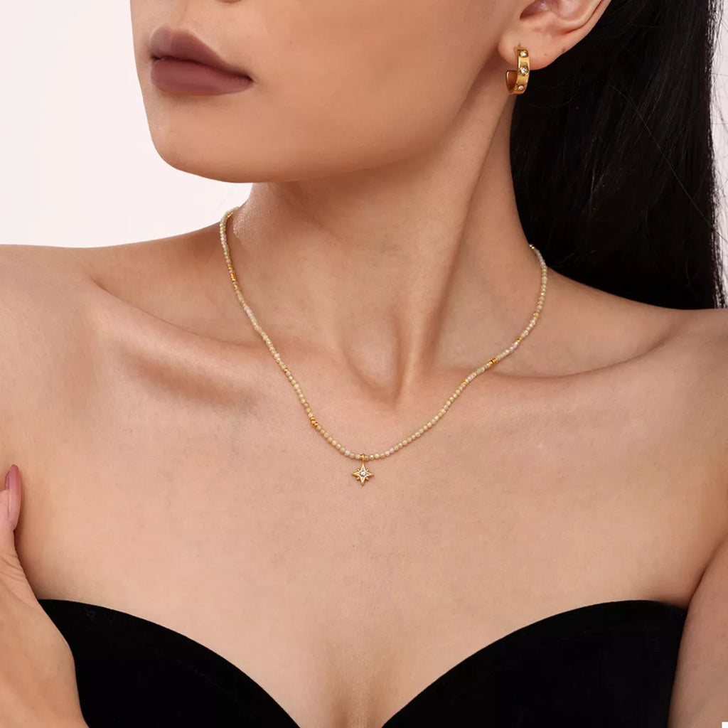 18K Gold-Plated Star Pendant Necklace with Zircon