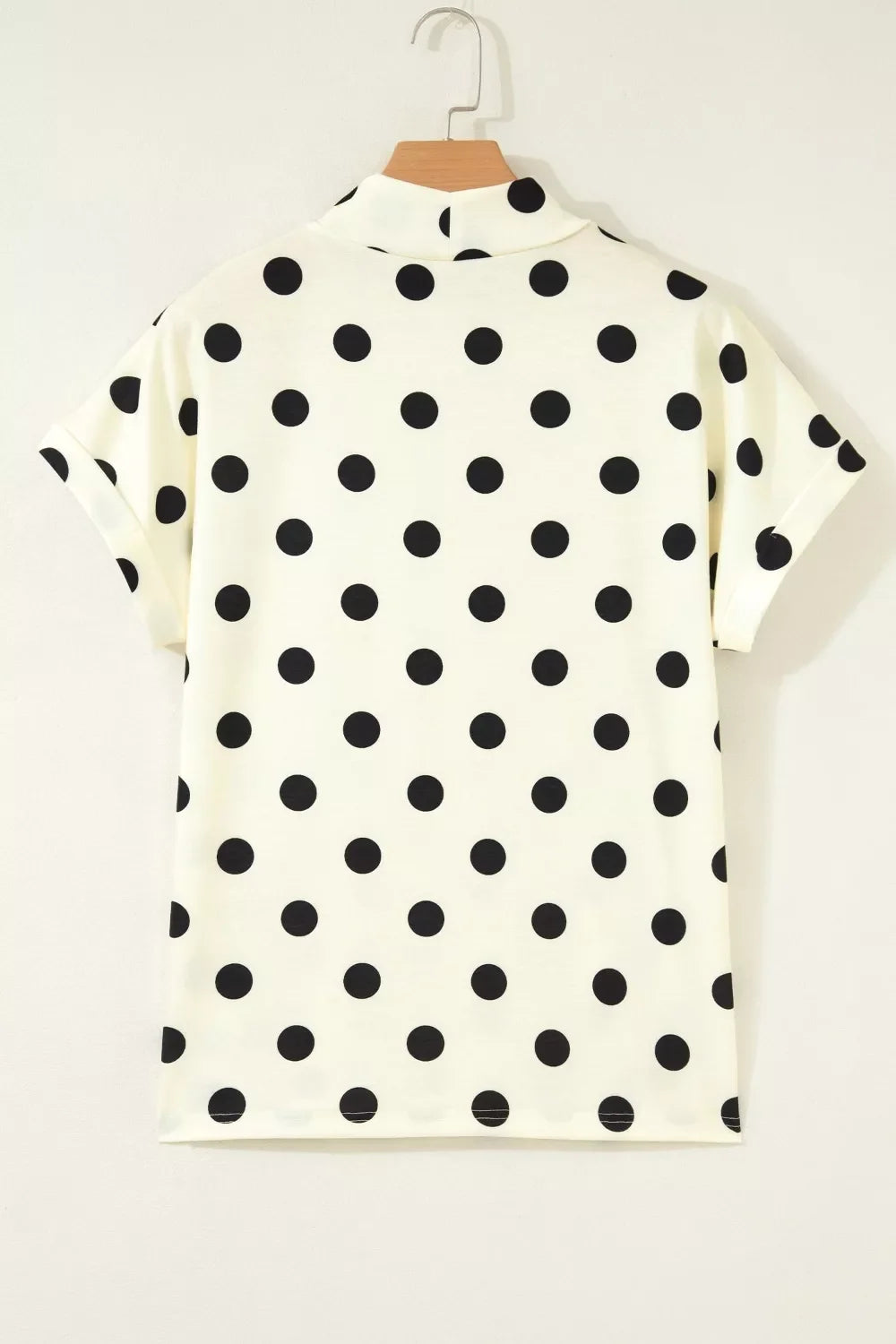 Polka Dot Print High Neck Dolman Top