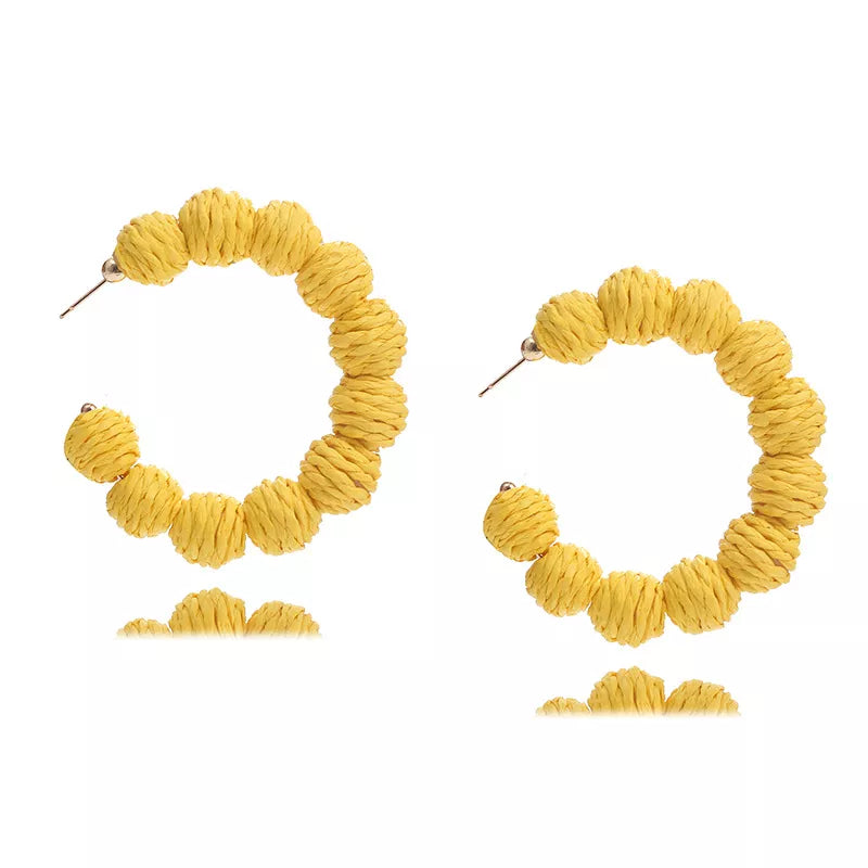 Raffia Grass C-Hoop Earrings