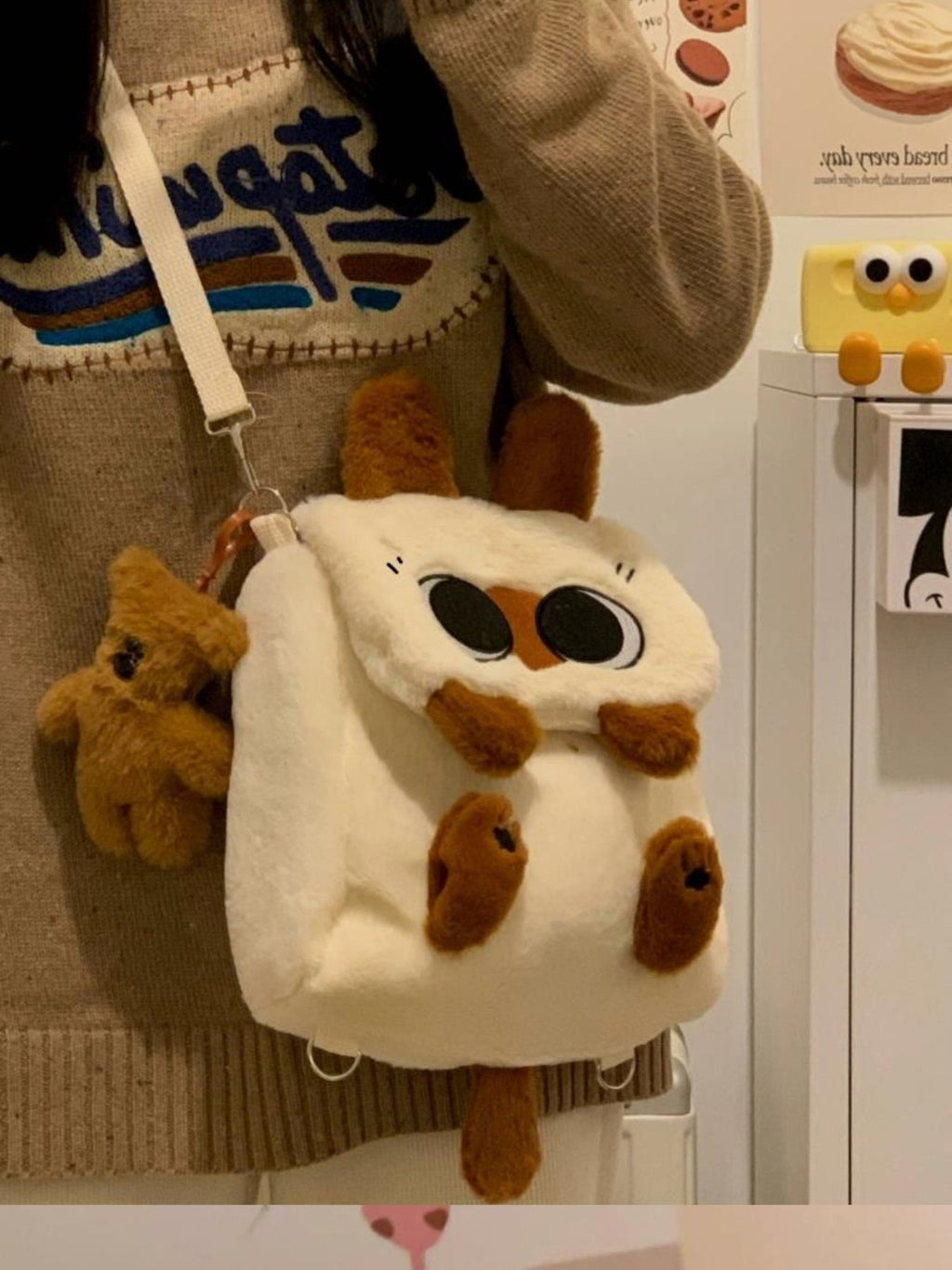 Cute Cartoon Plush Cat Backpack Bag