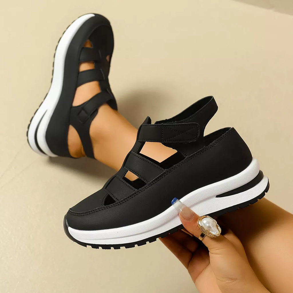 Cutout Round Toe Platform Sandals