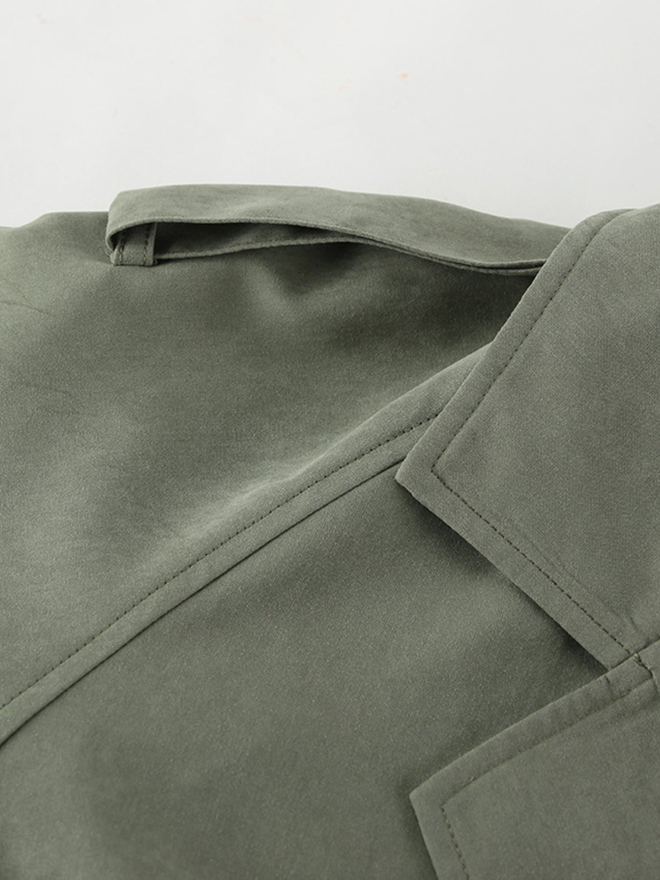 Lapel Collar Tie Waist Trench Jacket