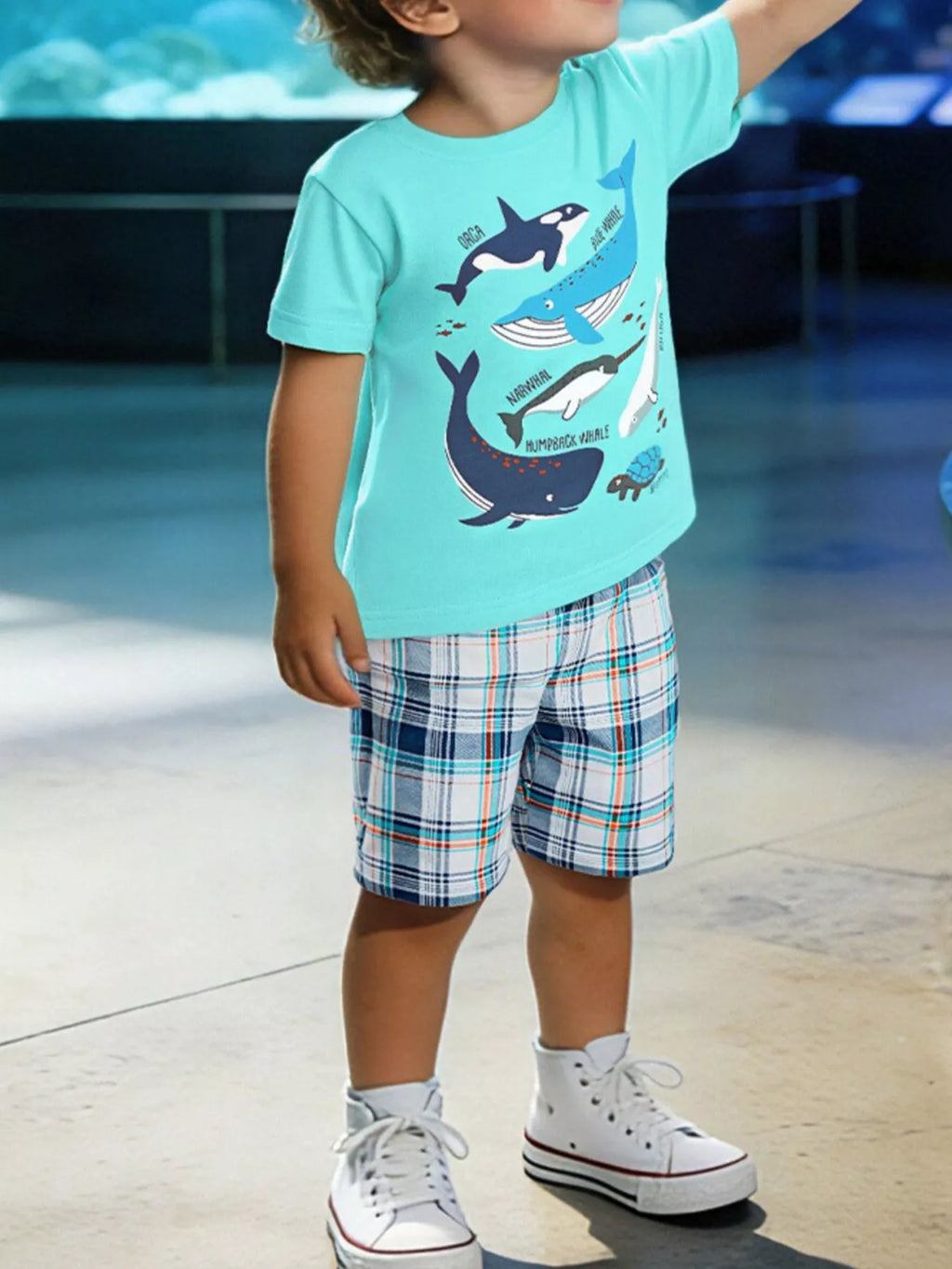 Children's Ocean Friends Tee and Plaid Shorts Set