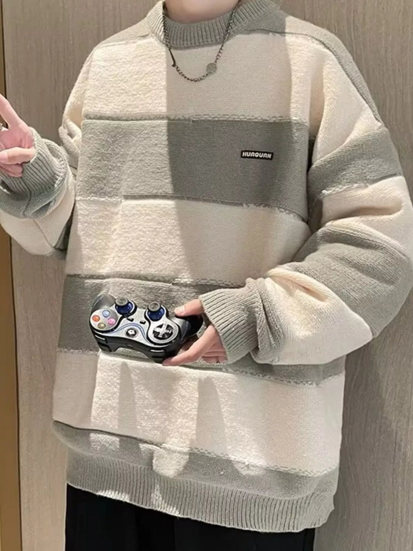 Men's Color Block Long Sleeve Sweater