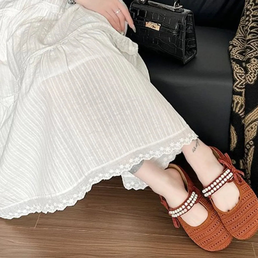 Hollow Out Round Toe Flat Slip-Ons