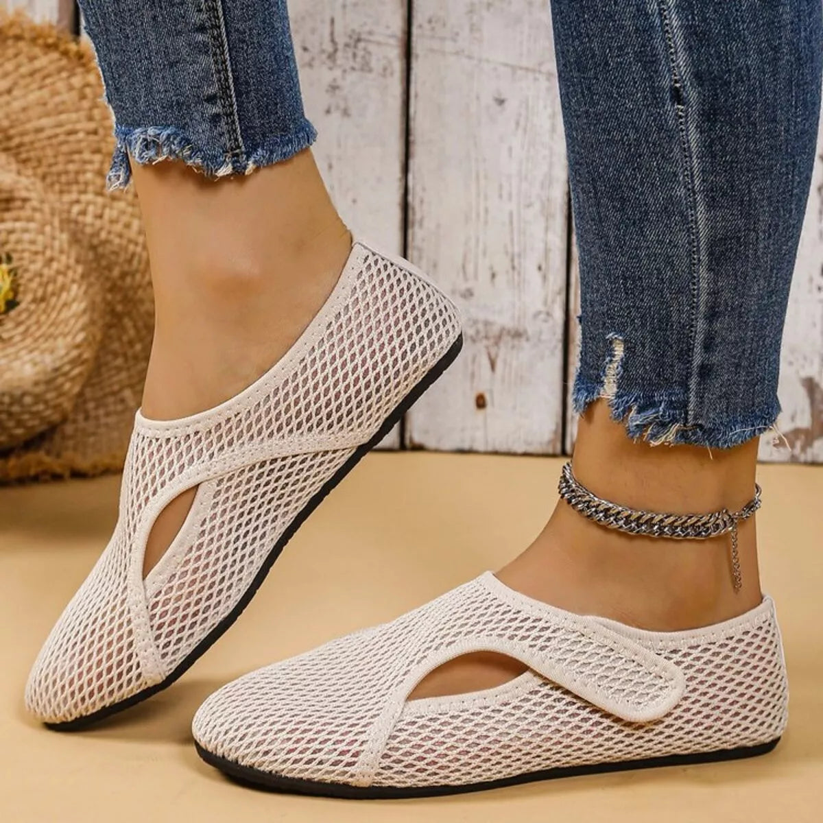 Mesh Round Toe Slip-Ons