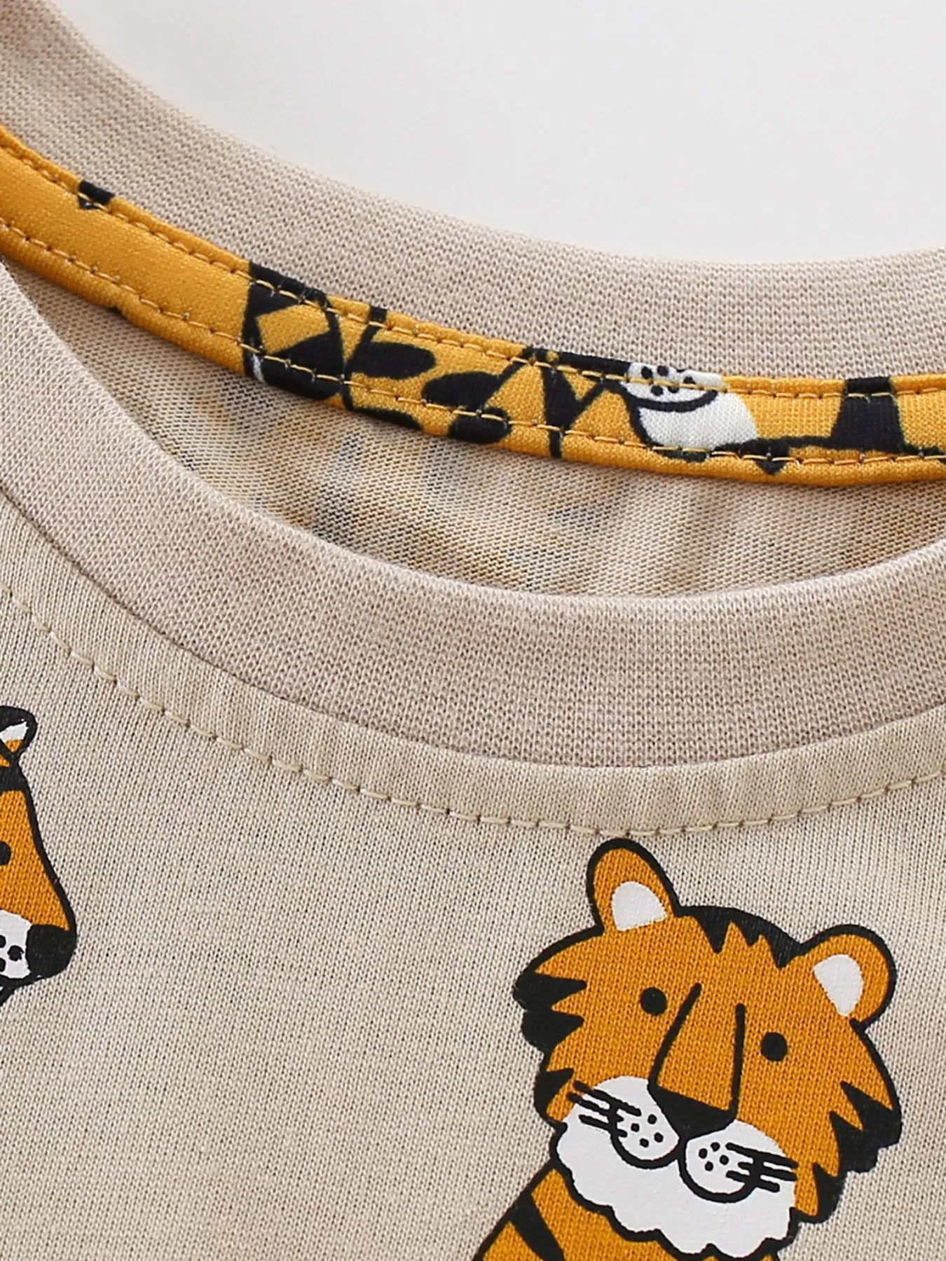 Children's Tiger Print Crew Neck Short Sleeve T-Shirt