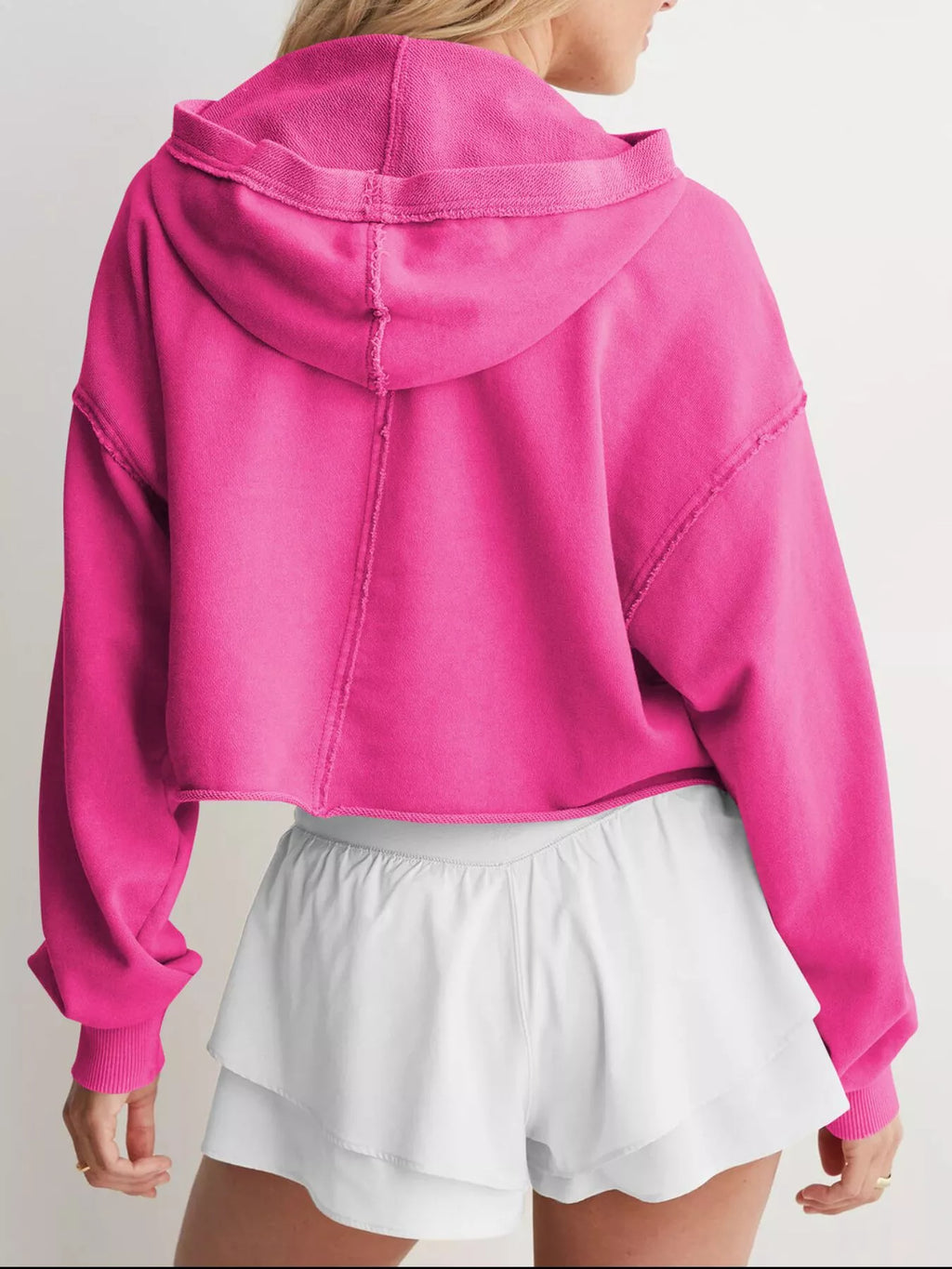 Exposed Seam Dropped Shoulder Hoodie