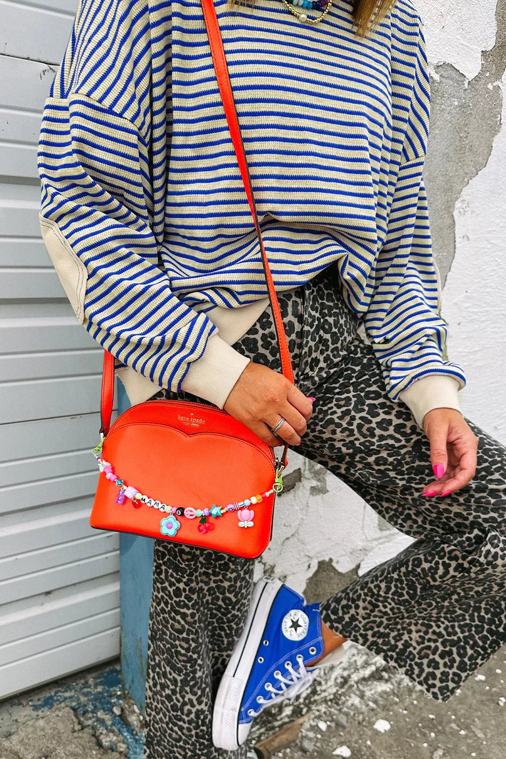 Striped Round Neck Dropped Shoulder Sweatshirt