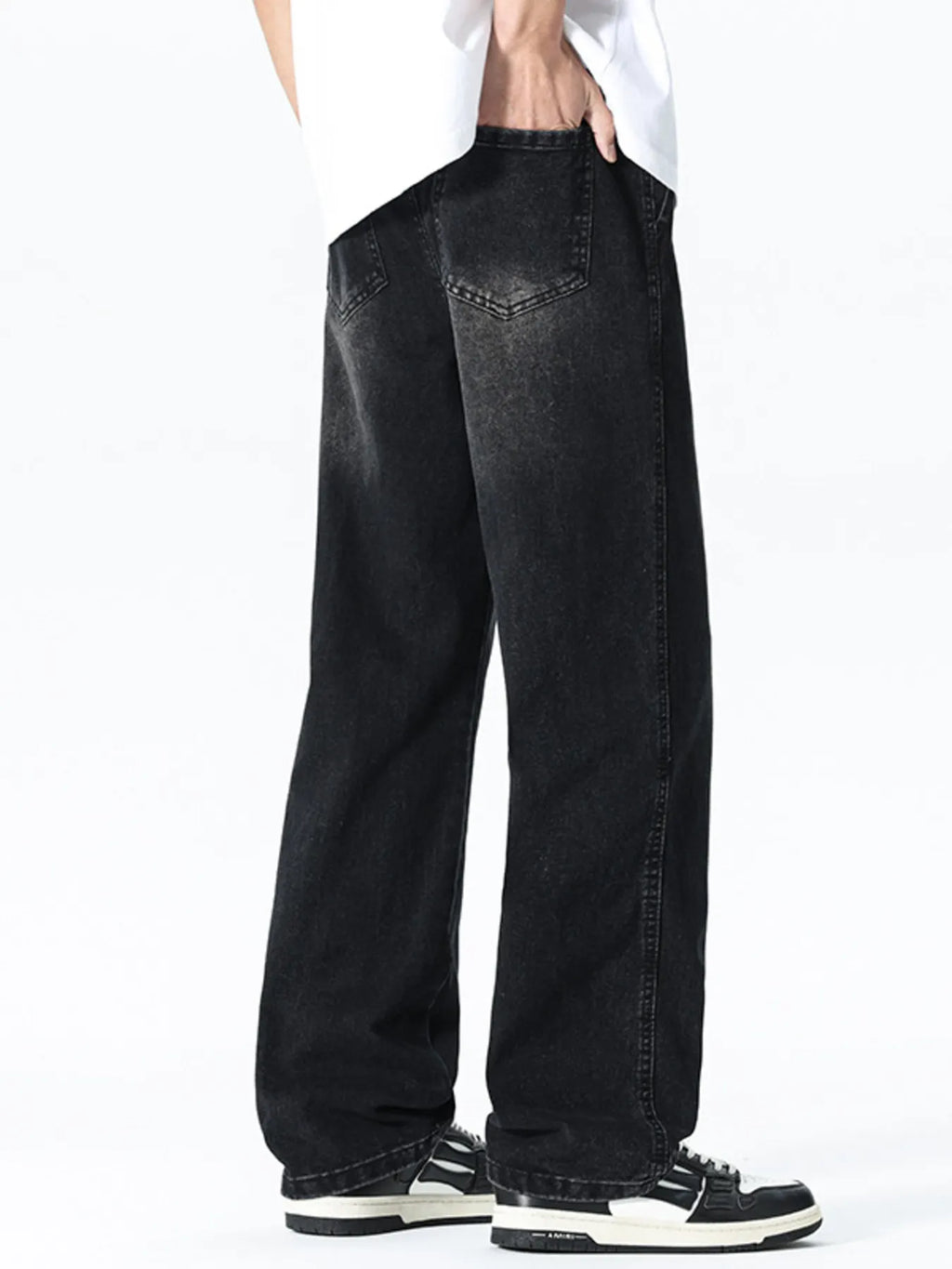 Men's Plus Size Drawstring Wide Leg Jeans