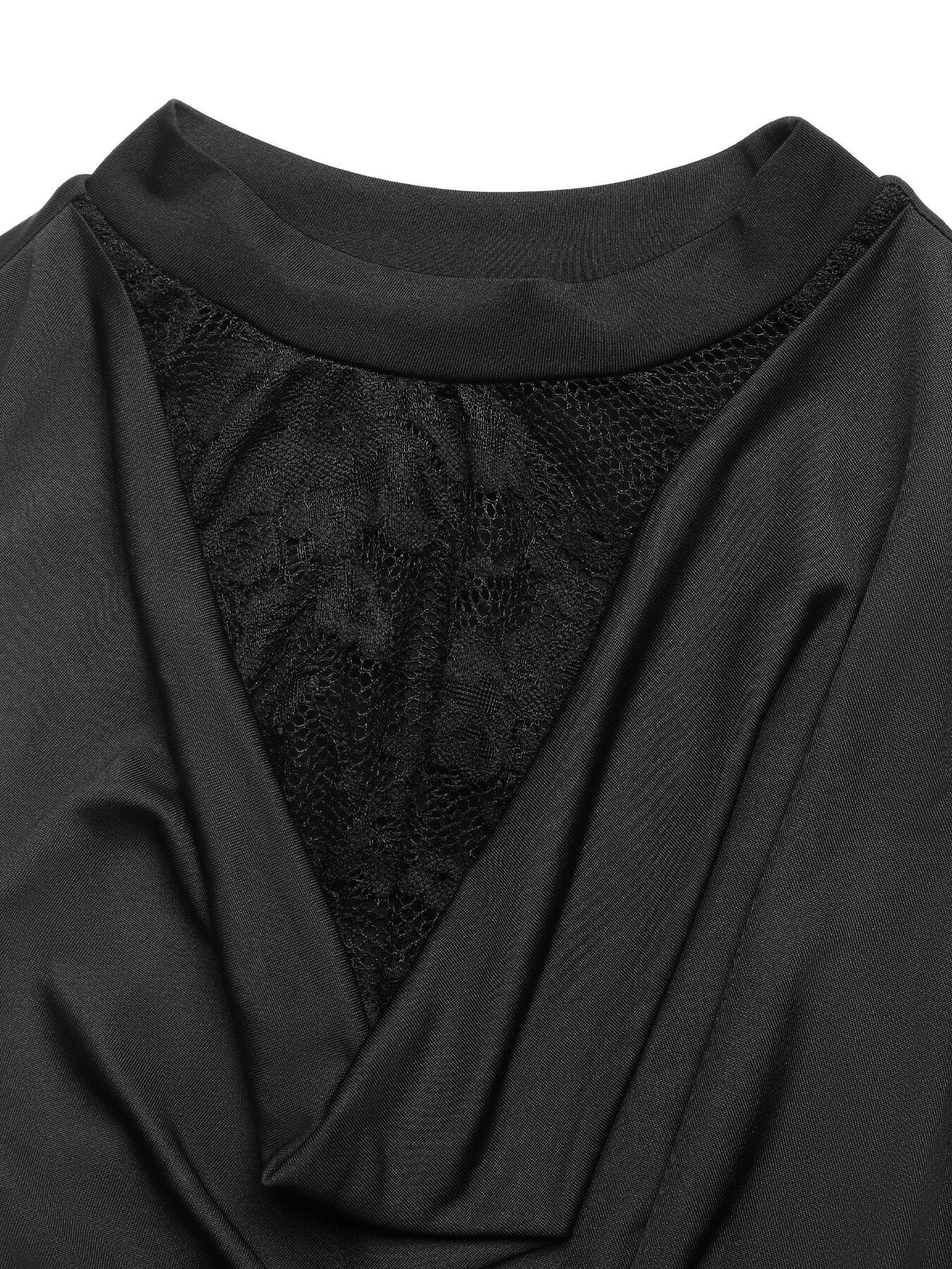 Lace Panel Cowl Neck Sleeveless Bodysuit
