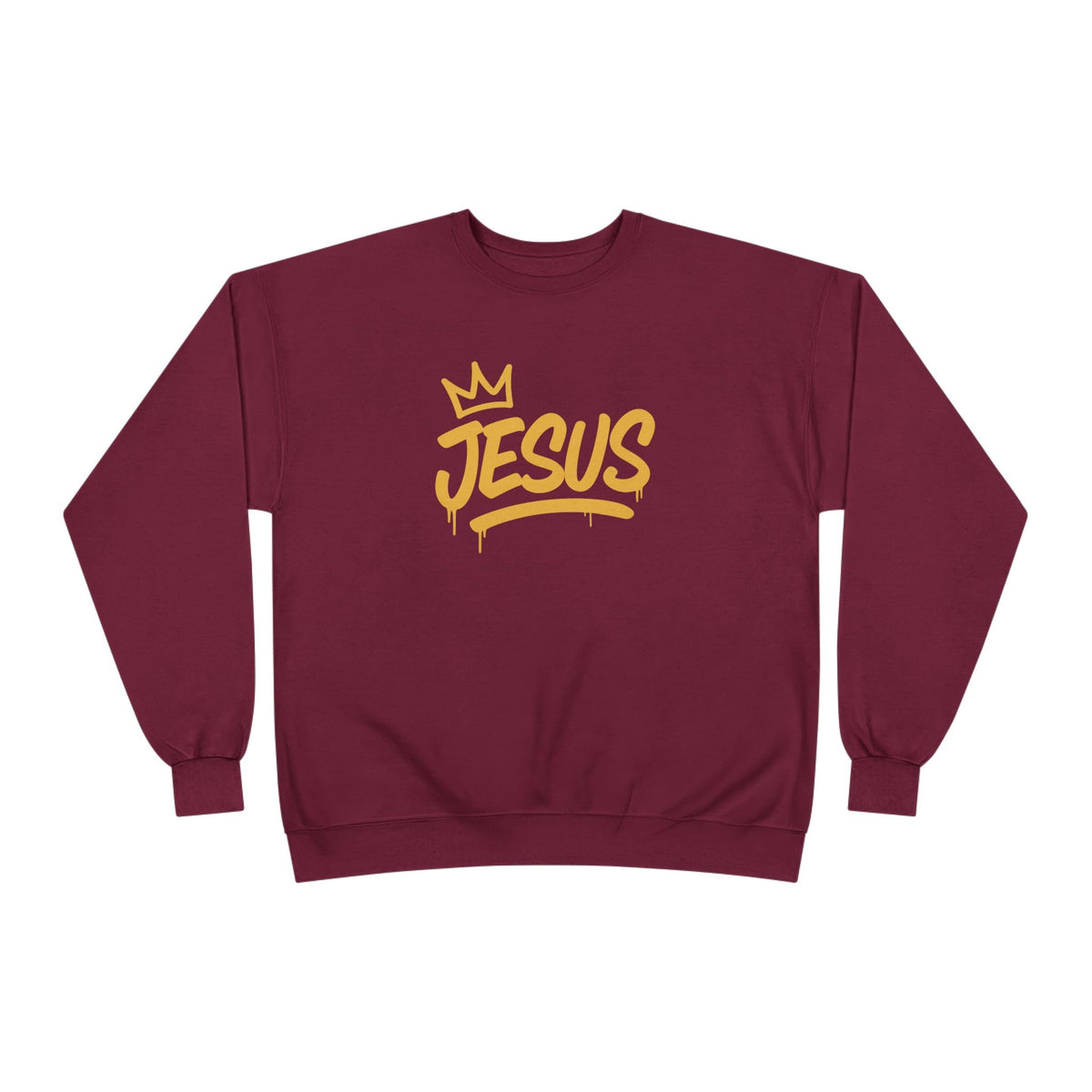 Jesus Crown Crewneck Sweatshirt — Gold Script Inspirational Pullover