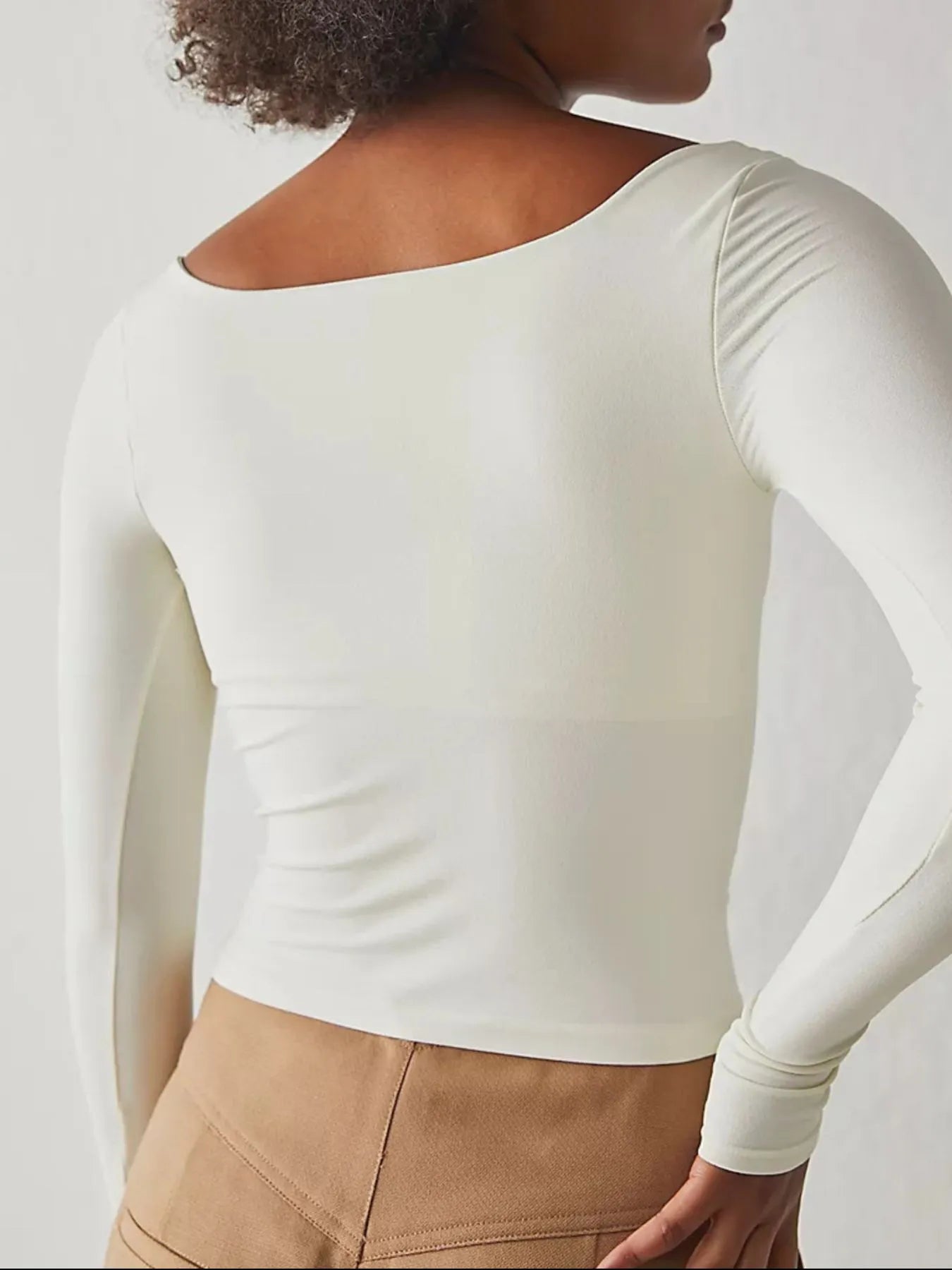 Square Neck Fitted Long Sleeve T-Shirt