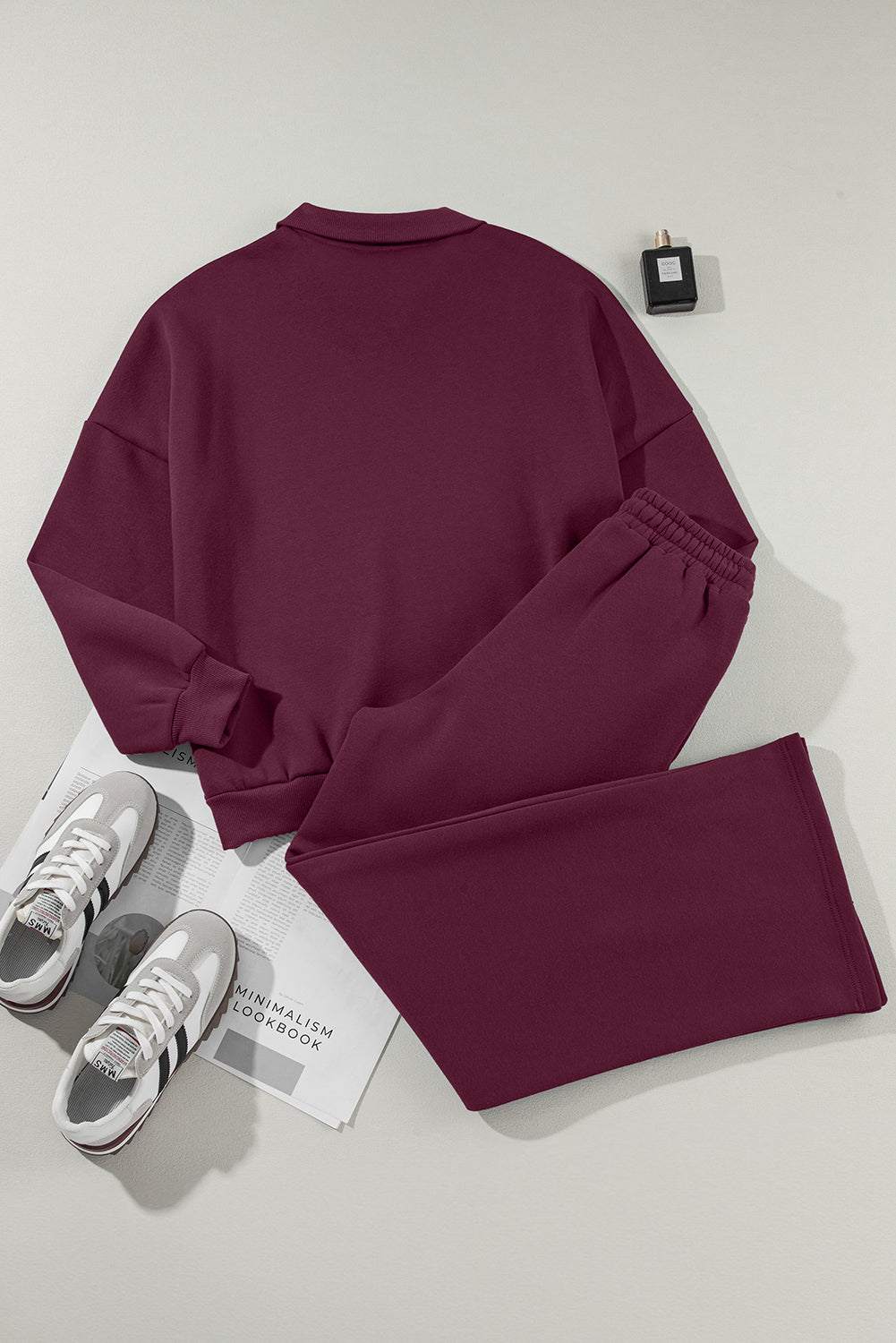 Solid Zip-Up Jacket and Drawstring Pants Set