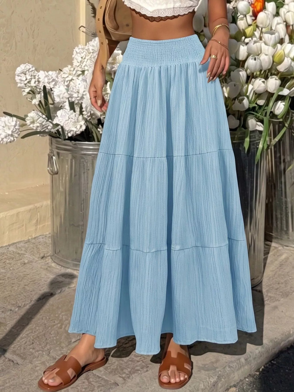 Tiered Flowy Maxi Skirt
