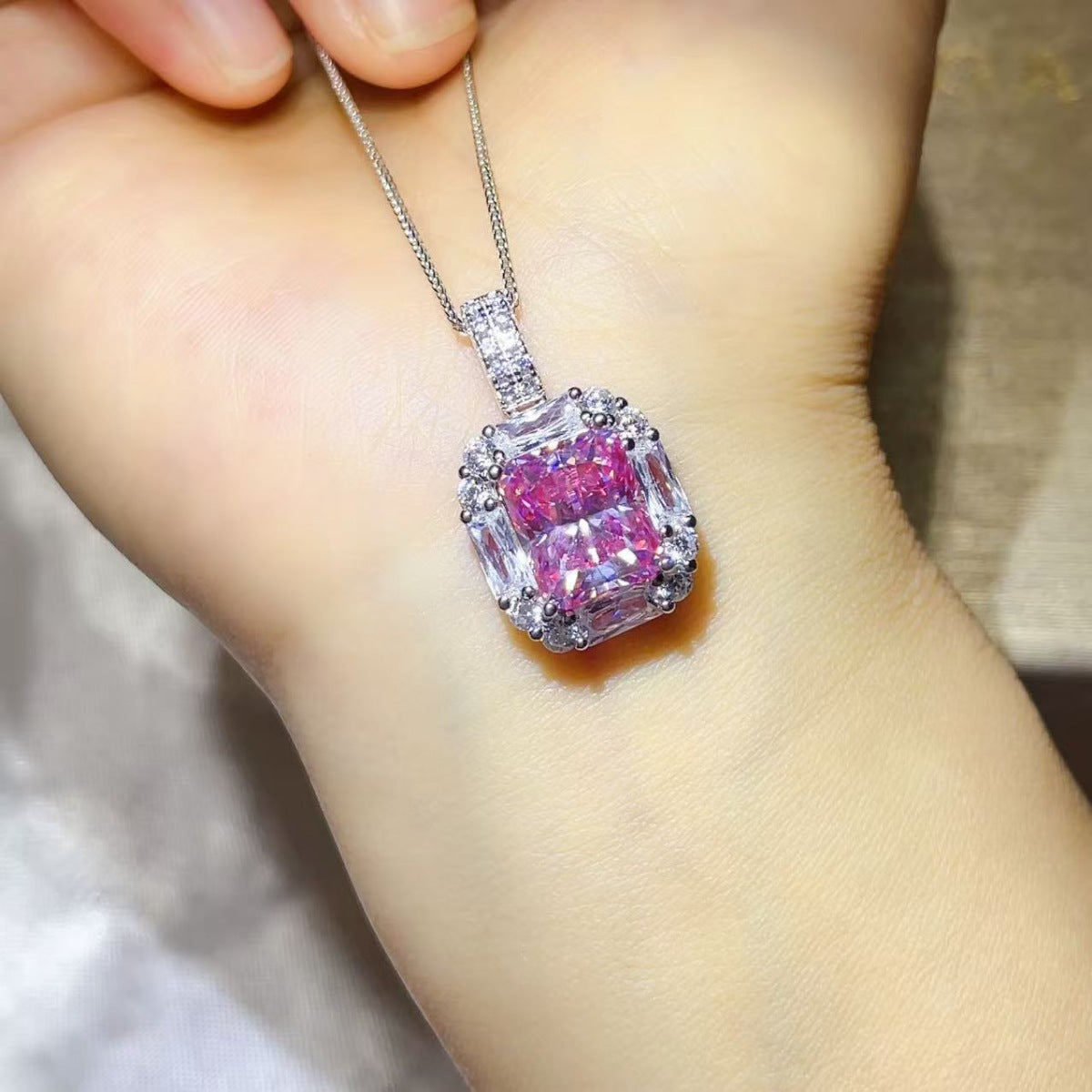 5 Carat Moissanite 925 Sterling Silver Pendant Necklace
