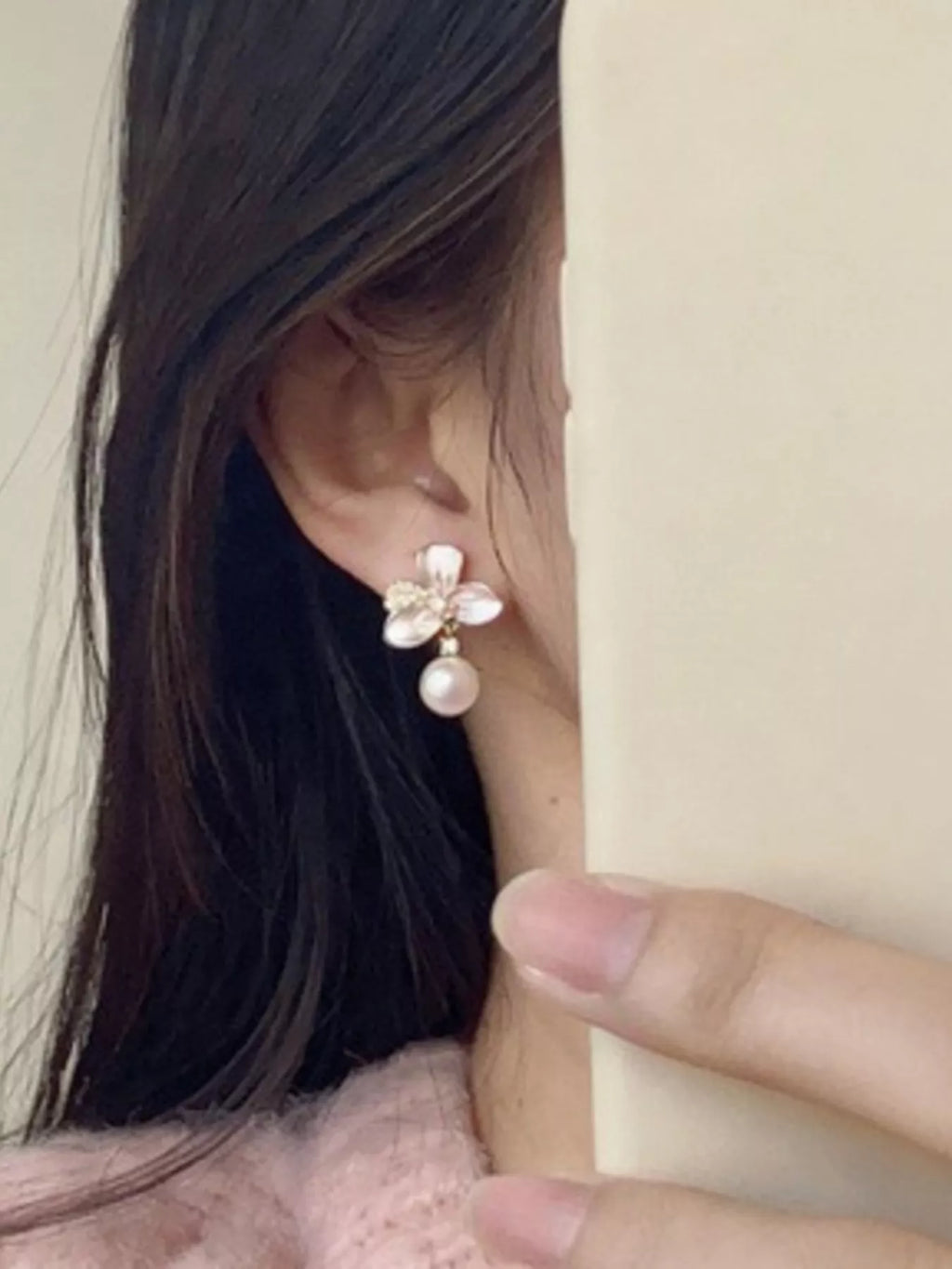 Pearl Flower Drop Earrings