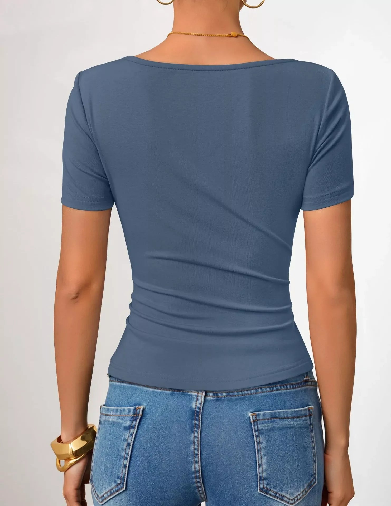Asymmetrical Neckline Fitted T-Shirt
