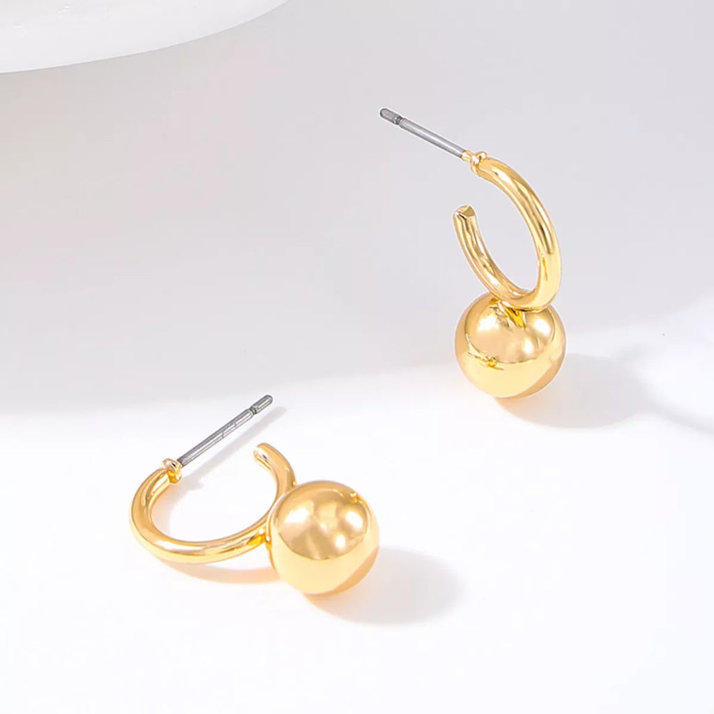 18K Gold-Plated Ball Hoop Earrings