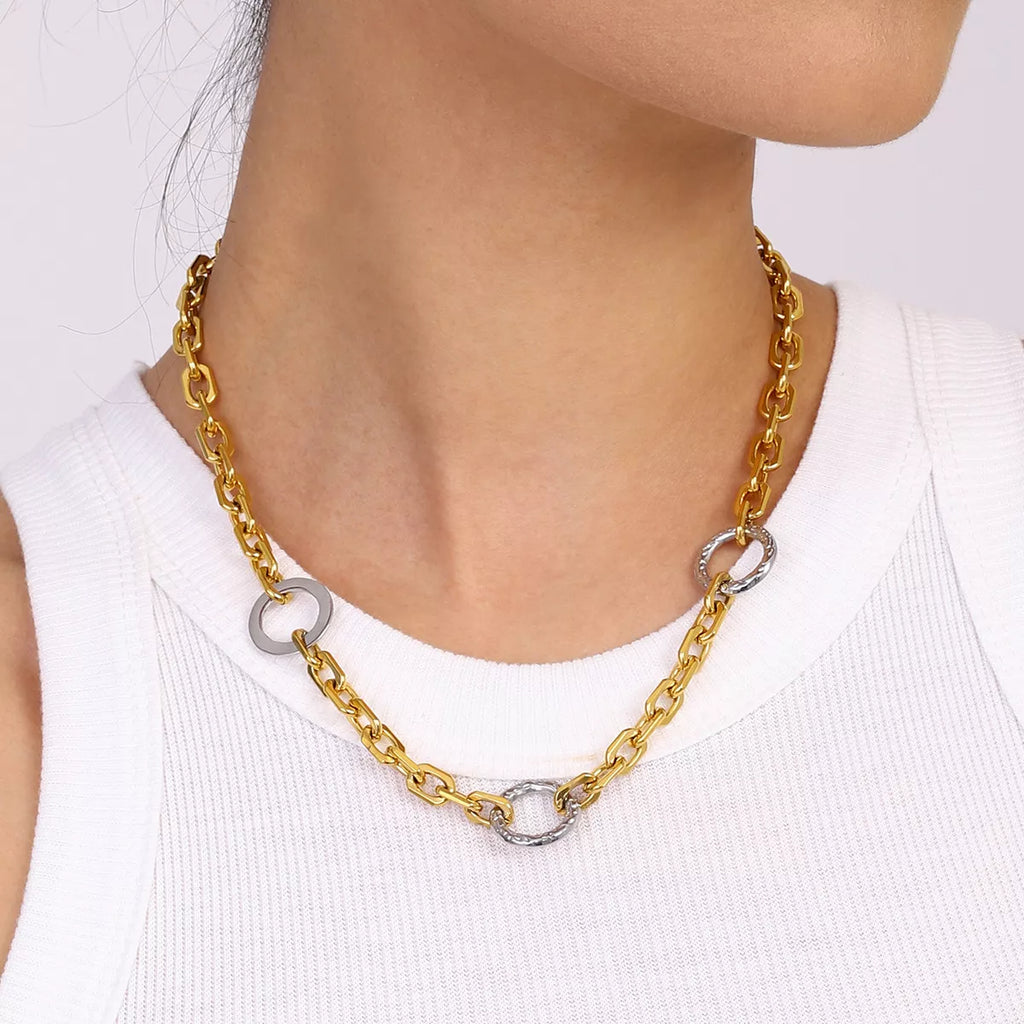 Stainless Steel Chain Link Circle Necklace