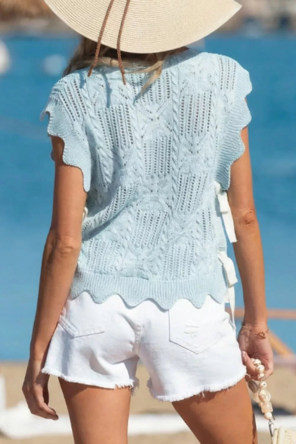 Openwork Side Tie Knit Top
