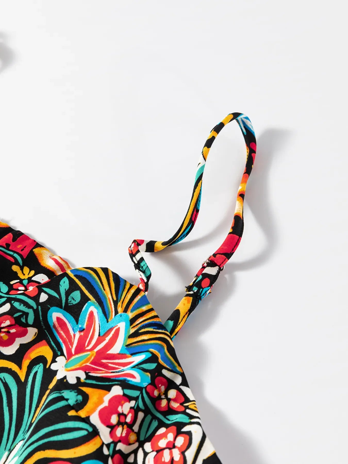 Floral Print Thin Straps High Waist Maxi Dress