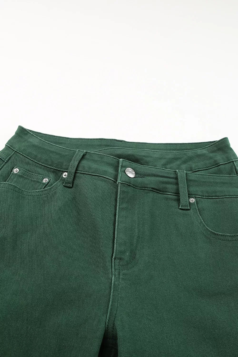Crossed Waist Raw Hem Shift Jeans