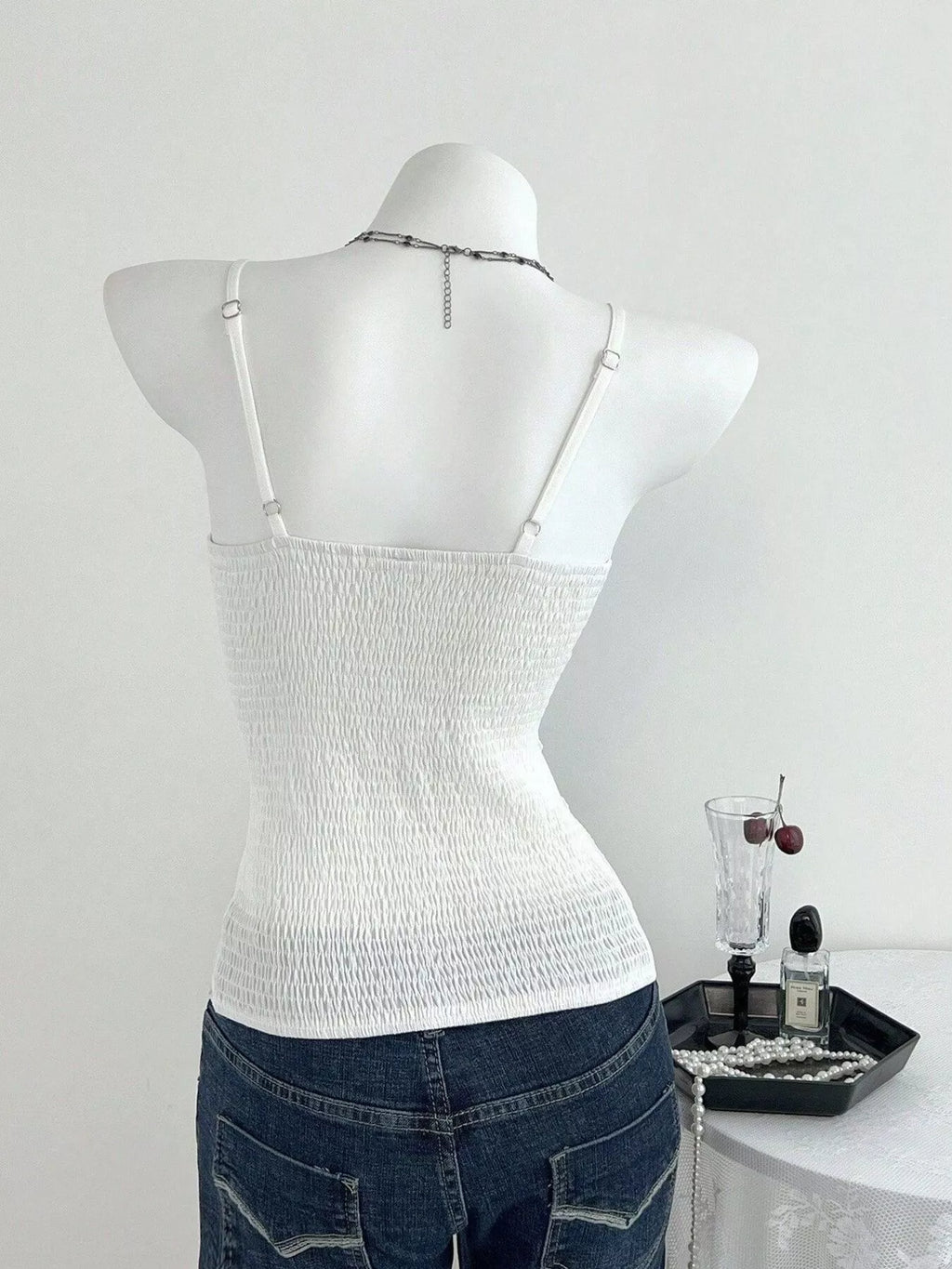 Smocked Lace Detail Cami