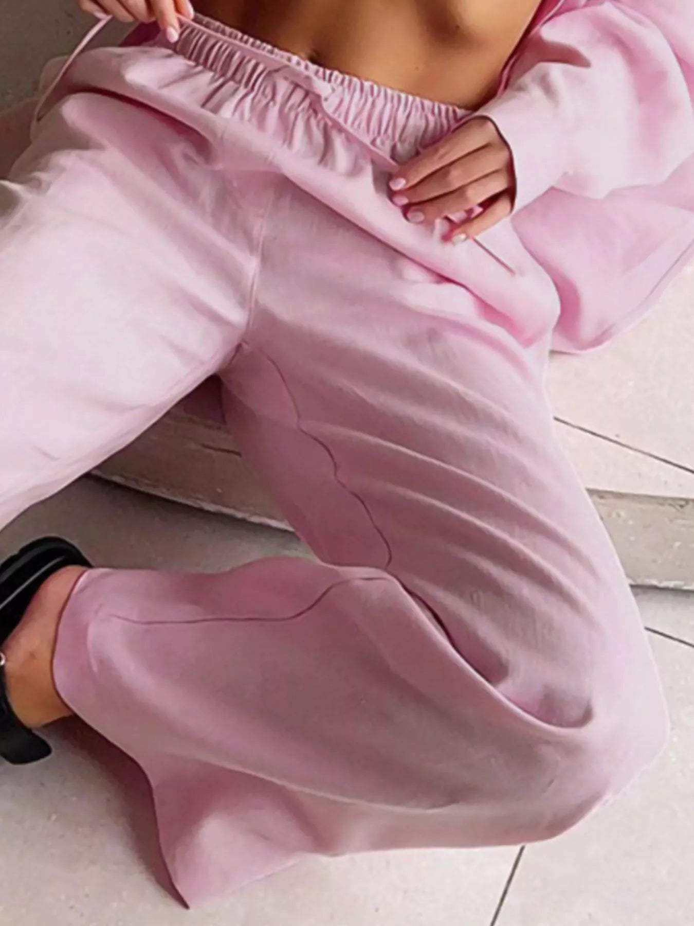 Relaxed Fit Button Up Shirt and Pants Two-Piece Set
