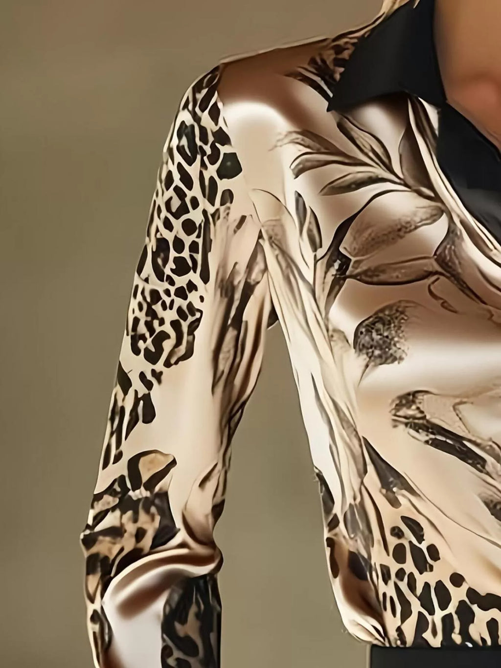 Printed Button Up Satin Shirt