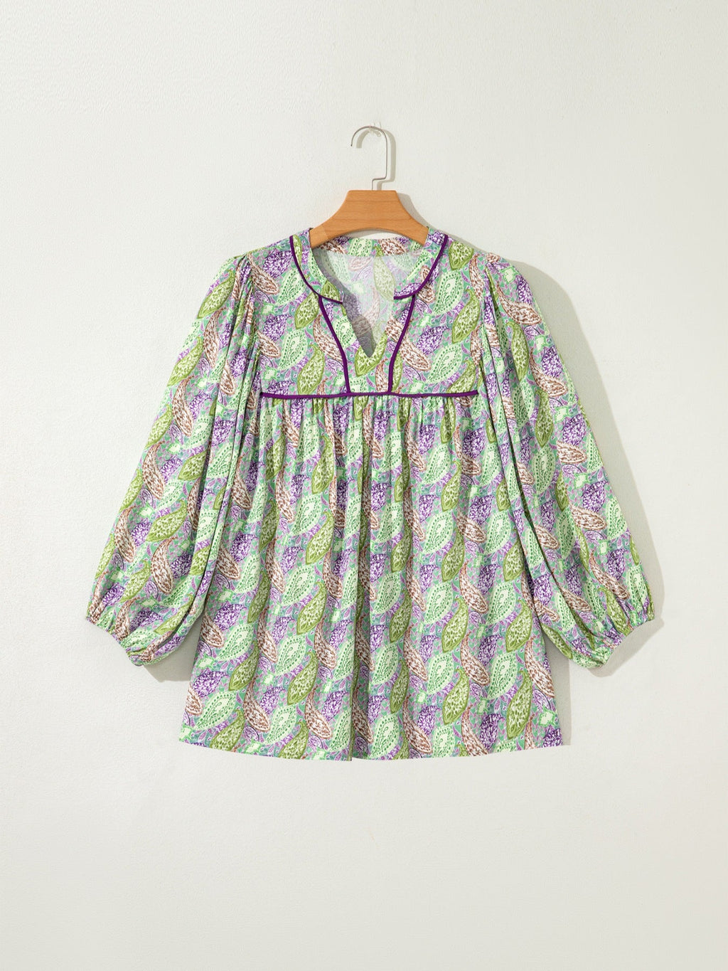 Paisley Print Half Puff Sleeve Blouse