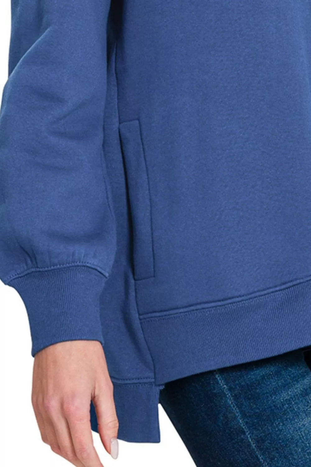 Zenana Fleece Hi-low Boyfriend Sweatshirts with Pockets