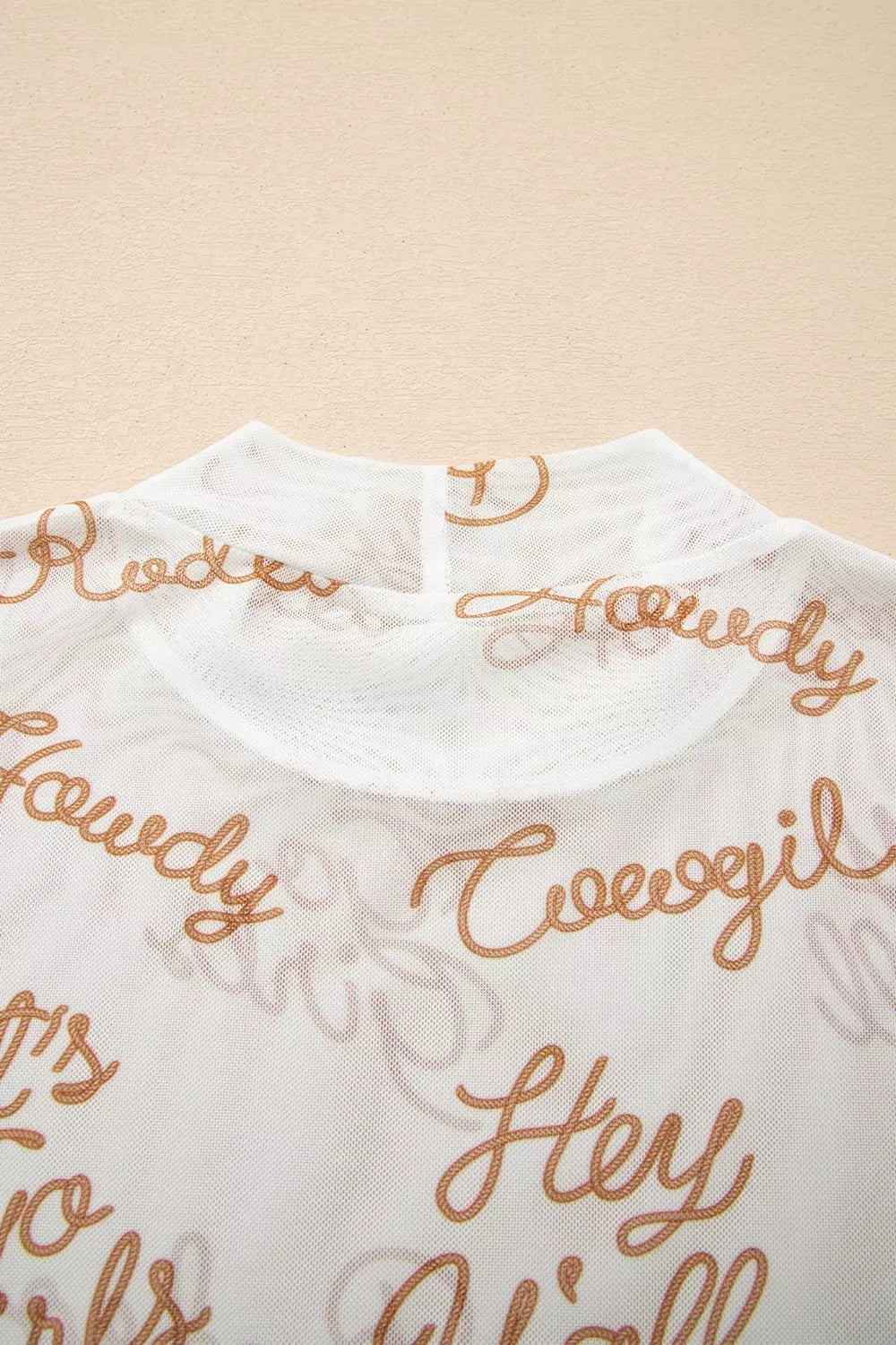 Howdy Hey Yall Mesh High Neck Long Sleeve Top