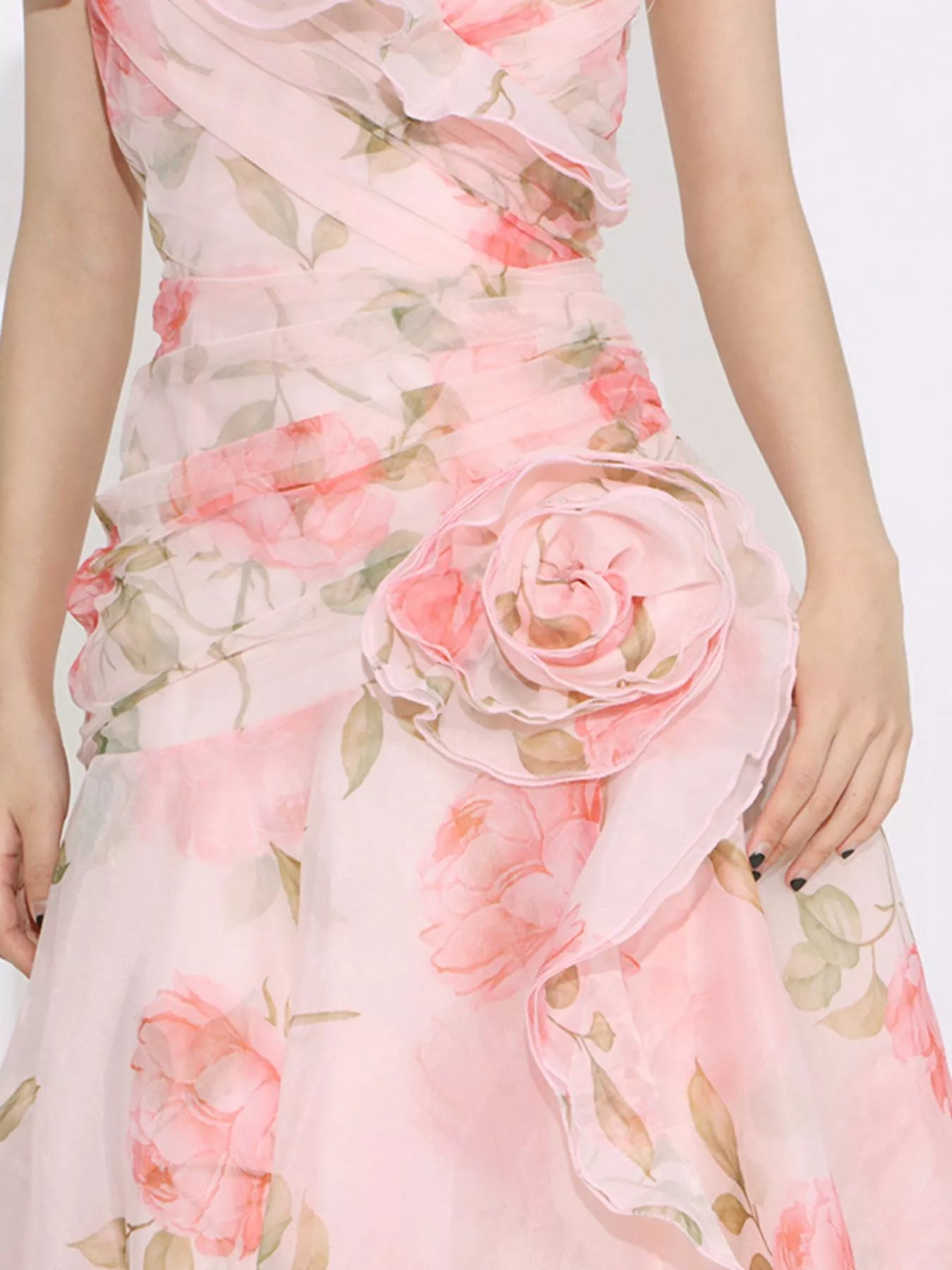 Floral Ruffled Short Sleeve Maxi Dress