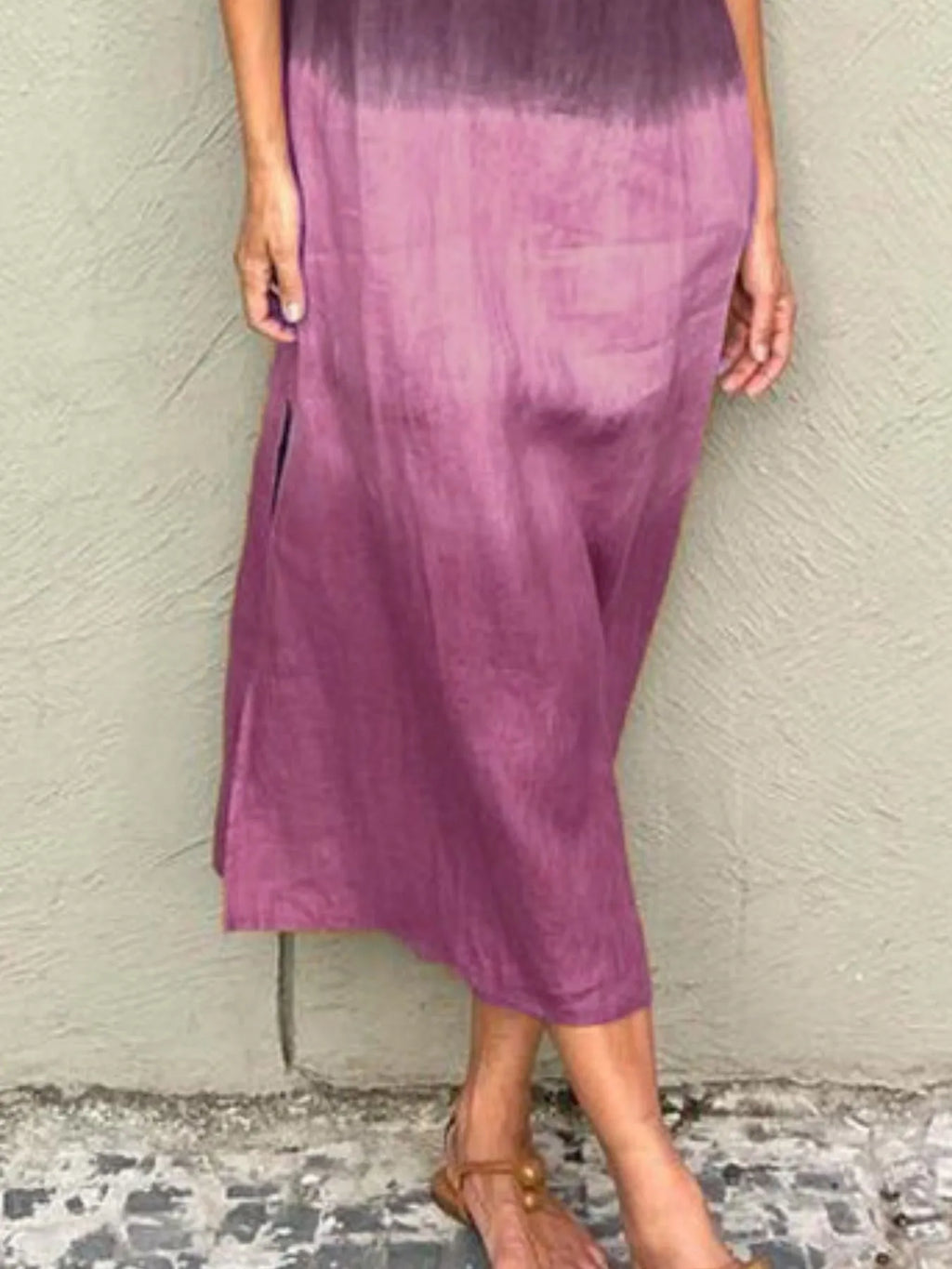 Full Size Sleeveless Gradient Tank Midi Dress Plus Size