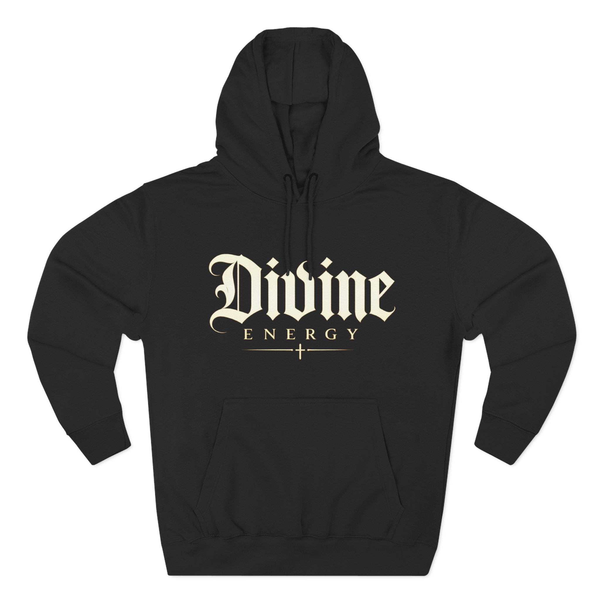 Divine Energy Hoodie — Gothic Script Faith Graphic | Wear Your Worship