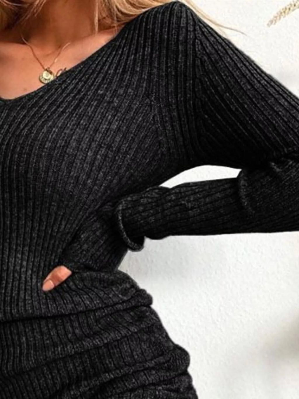 Full Size Ribbed Knit Drawstring Bodycon Sweater Dress Plus Size