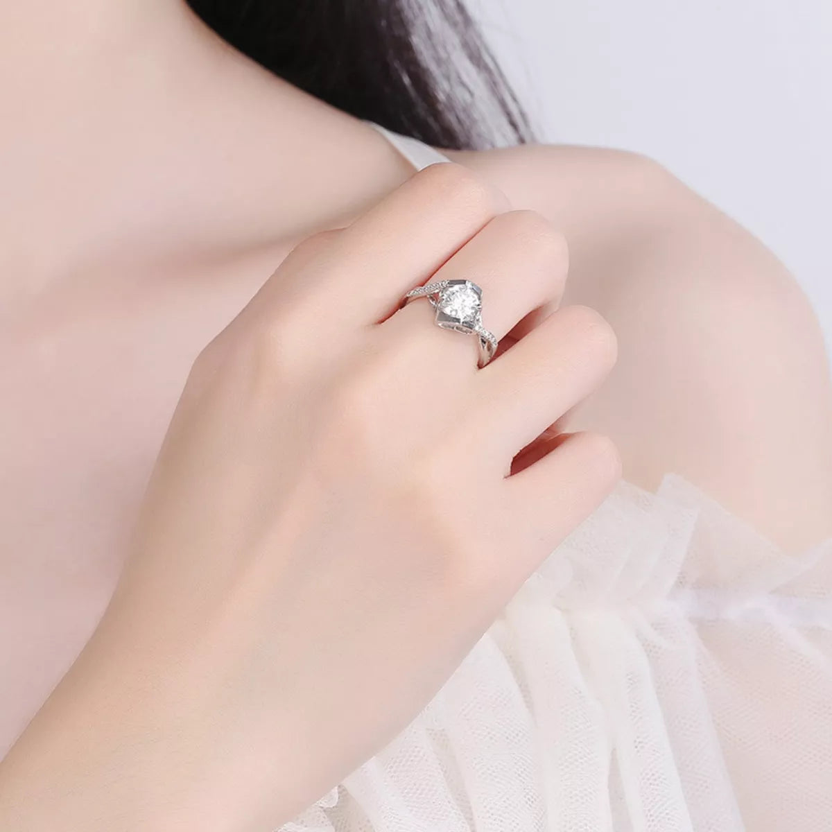1 Carat 925 Sterling Silver Moissanite Ring