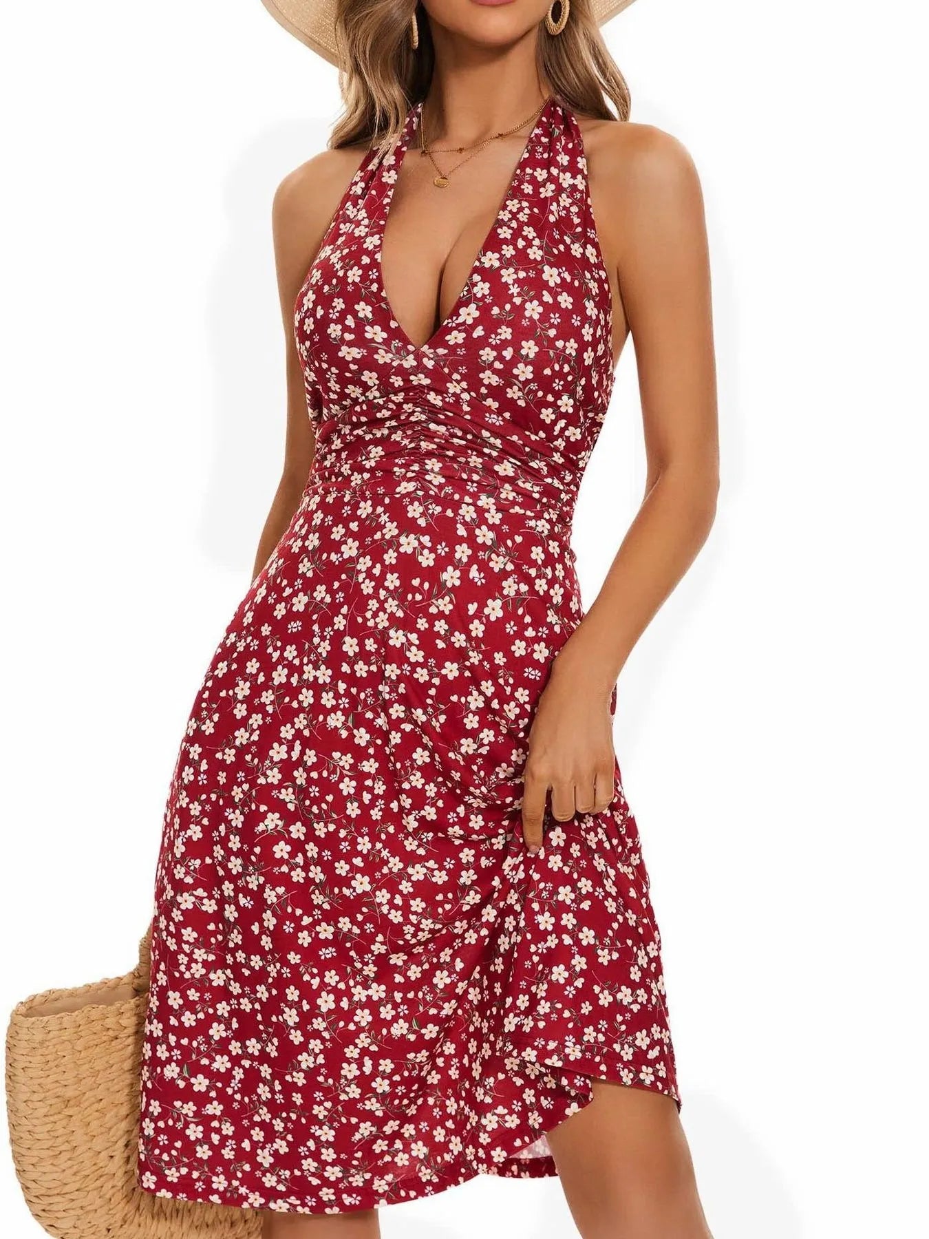 Printed Halter Neck Dress