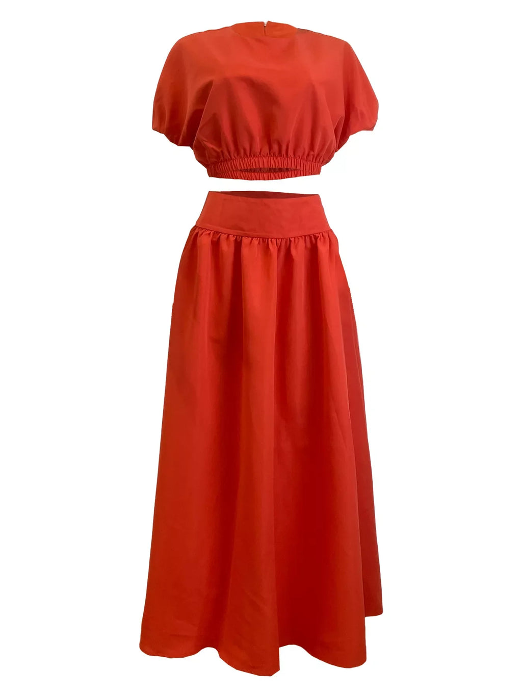 Short Sleeve Crop Top and Skirt Set