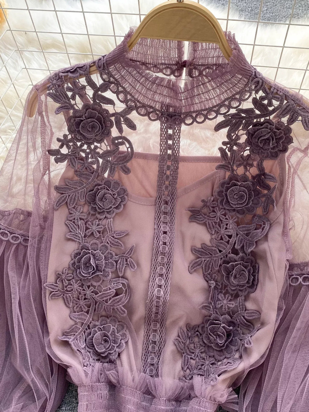 Floral Lace Blouse & Cami Set