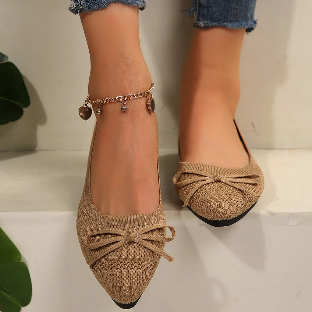Bow Point Toe Flats Slip-Ons